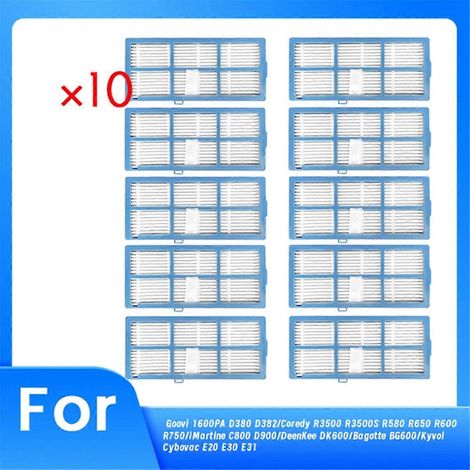 Lot de 10 filtres pour aspirateurs 1600PA D380 D382/ R3500 R3500S R580 R650 R600 R750/ C800 D900/ DK600 (1/5)