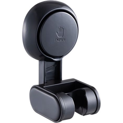 Soporte cabezal ducha ventosa, altura ajustable universalmente inclinable, impermeable cabezal ducha fuerte pared autoadhesivo ducha mano, negro (1/5)