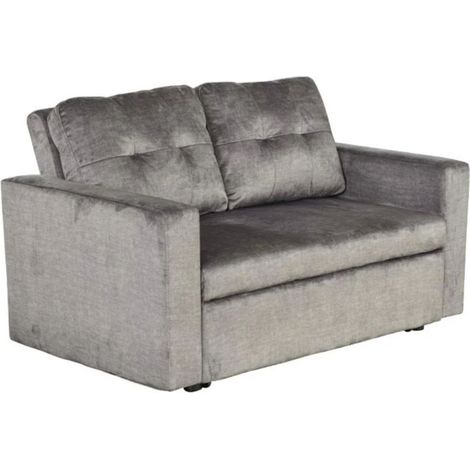 Canapé PRESTO convertible 2 places en velours – Gris foncé – 142 x 82 x 86 cm (1/5)