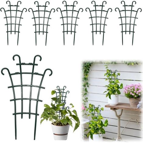 Treillis en 6 parties Support pour plantes grimpantes Poteau de support pour pots de fleurs Pour rosiers, pothos, plantes grimpantes, hoyas et autres plantes grimpantes (25,5 x 15,5 cm Vert) (1/5)