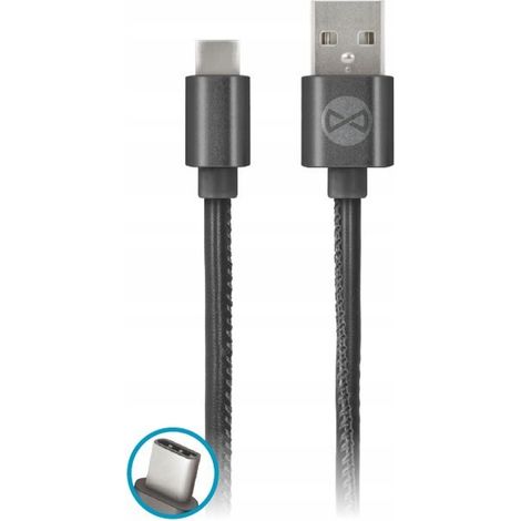 Câble USB Forever LEATHER - USB 3.1 type C 1 m noir (1/5)