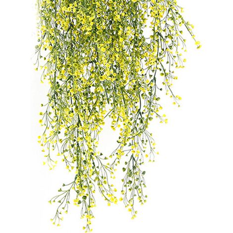 Fausse plante de saule de l'Amirauté, 77 cm, en plastique réaliste, à suspendre au mur, blanche, idéale pour la décoration de bureau ou de salon. (1/5)