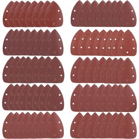 Triangles de Ponçage,Lot de 80 Mouse Patins Abrasifs 5 Trous Feuilles Abrasives Papier de Verre Granulométrie 40/60/80/100/120/180/240/320/400/800 pour le Ponçage Polissage