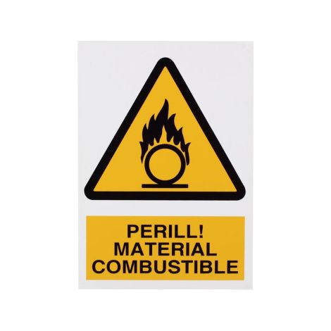 Señal poliestireno 297x210 mm - material combustible, alta visibilidad y durabilidad.