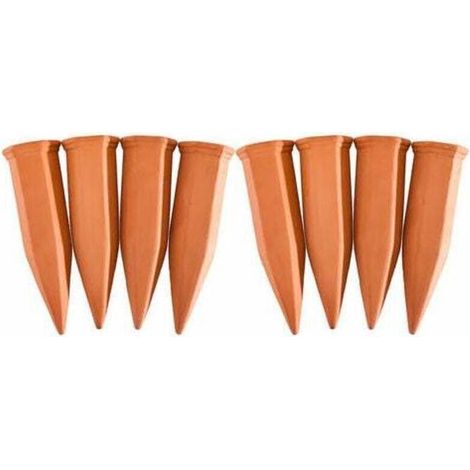 Cône d’arrosage, Terre Cuite, Lot de 8, pour Bouteilles Pet d’1,5 l, jardinières et Plantes en Pot, Terracotta (1/4)