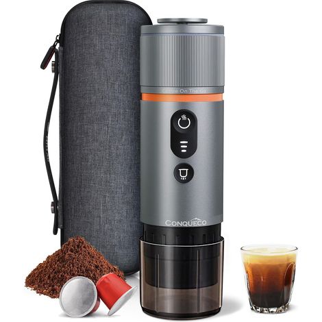 Machine à Expresso Portable Machine à Café éLectrique : Petite Machine à Expresso De Voyage 12 V Pour Voiture – Auto-Chauffante, 8 Tasses, Fonctionne Sur Piles, Compatible Avec Les Capsules (1/5)