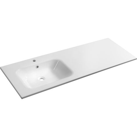 Sapho - Lavabo, 141x52cm, avec trop-plein, trou pour robinetterie, blanc AC141L (1/4)