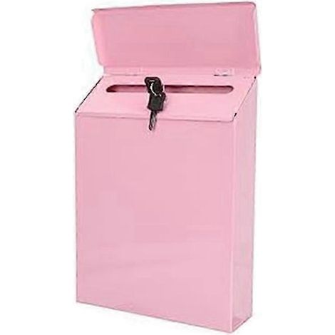 Boîte aux lettres murale verrouillable, style campagnard, avec clé. Convient pour la maison et le bureau. Rose, de bonne qualité. WHBYV (1/4)