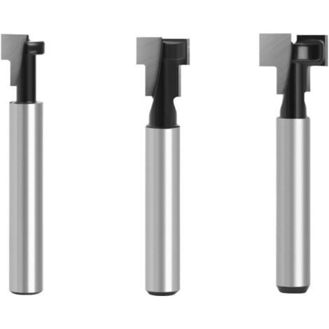 BUNTHAUS (6mm shank,3pcs set)Fraise à trou de serrure noire à tige de 6 mm, 1/4 po, for rainure en T, for le travail du bois, fraise à surfacer (1/5)