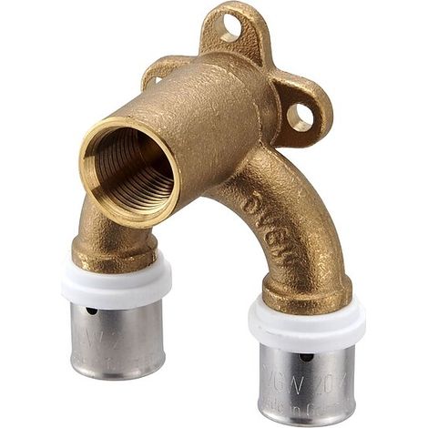 Pressfitting-Wandwinkel - doppelt U-Form gebogen - 20 x 2 mm - 1/2 Zoll Innengewinde für Verbundrohr