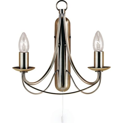 Searchlight Maypole - Suspension murale / plafond à 2 ampoules à bras multiples, laiton antique, E14 (1/3)