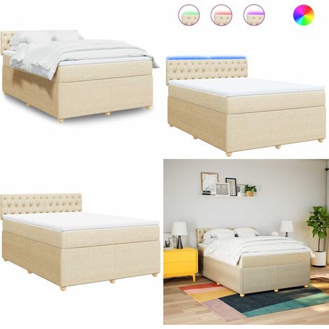 vidaXL Boxspringbett mit Matratze Creme 160x200 cm Stoff (1/5)