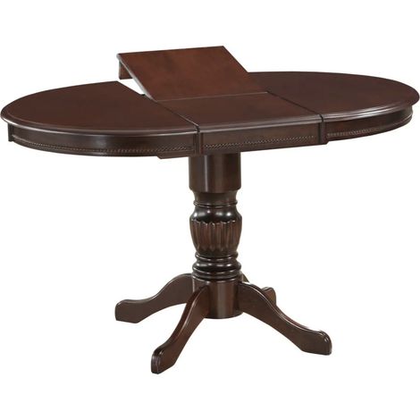 Table extensibles ronde en bois MDF - Marron - 6 couverts - H 75 cm x D 90 cm - Livraison gratuite (1/4)