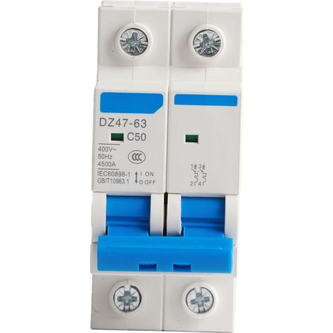 Disjoncteur miniature DZ47‑63 2P, protection contre les fuites, interrupteur pneumatique 400 VCA (50 A) (1/5)