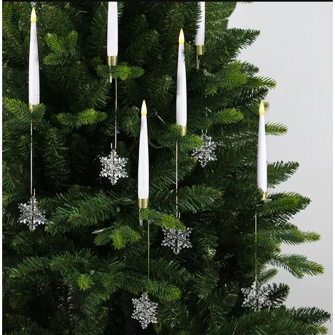 Luci a LED a forma di candela con ciondolo a forma di fiocco di neve per alberi di Natale, 12 pezzi (1/5)