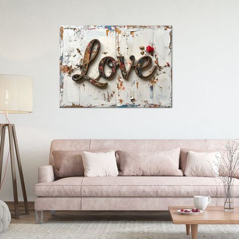Wandbild Love Schild Shabby Chic Stil 100x70 (1/4)