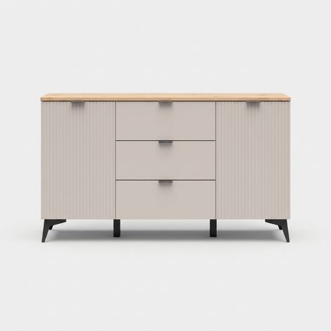 Buffet commode 2 portes 3 tiroirs avec pieds en métal Velton (1/5)