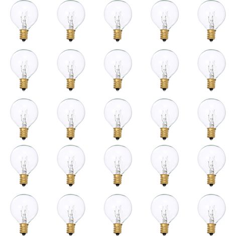 Lot de 25 ampoules de rechange G40 en tungstène 7 W 220-240 V Transparent Globe Ampoule E12 Base Ampoules pour intérieur extérieur Patio Décoration Maison Mariage Fête Décoration (1/5)