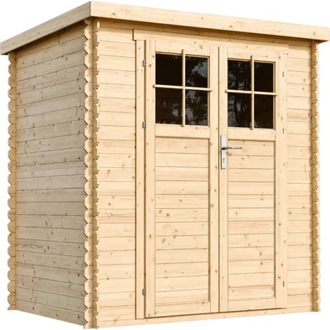 TIMBELA M311F+M311G Casetta da Giardino in Legno per Esterni con porta con serratura di alta qualità- H200 x 204 x 142 cm - Piccola Casetta in Legno, Rimessa Attrezzi, Deposito Bici