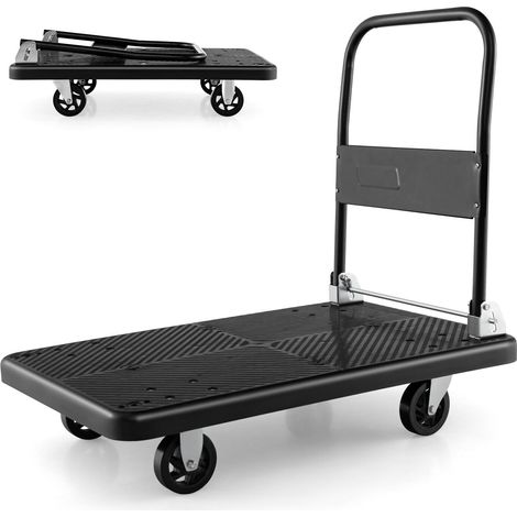 Folding Push Cart Dolly Moving Platform Hand Truck Rolling Cart 100kg Capacity (1/5)