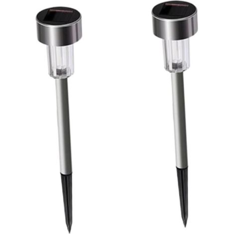 Lot de 2 lampes solaires tubulaires à LED en acier inoxydable pour allée de jardin, éclairage paysager extérieur pour pelouse (1/4)