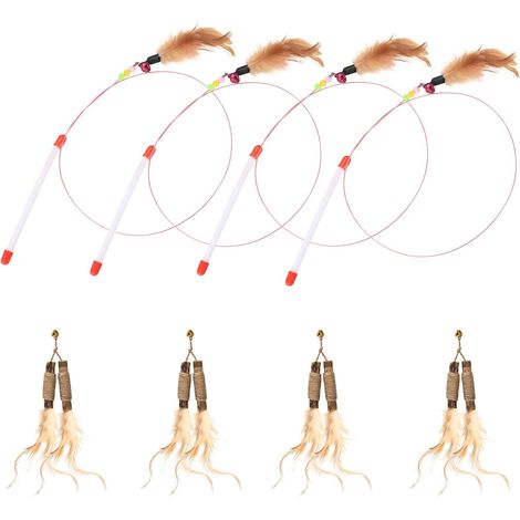 4 Pcs Jouet à Plumes pour Chats, Canne a Peche Chats Jouet (1/5)