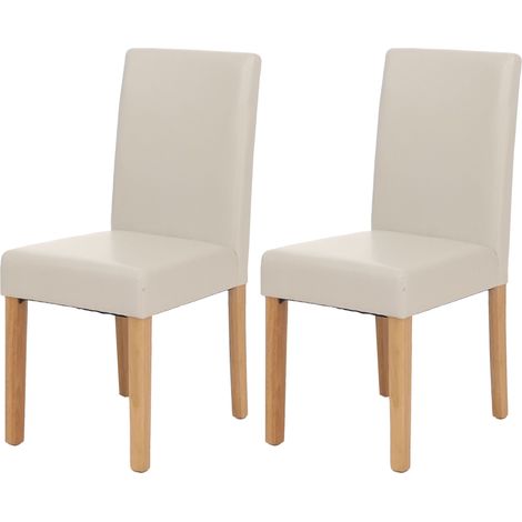 [NUNCA USADO] Juego de 2 sillas de comedor Silla de cocina Littau, polipiel, blanca, patas claras