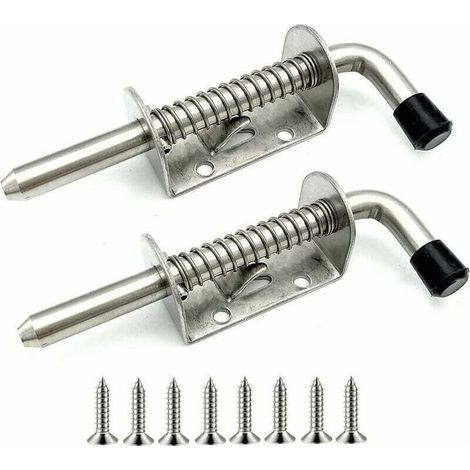 Serrure de porte de Garage en acier inoxydable, 2 pièces, boulon de verrouillage à ressort, boulon de porte en acier, adapté à la porte de garage, abri de jardin (128mm) (1/4)