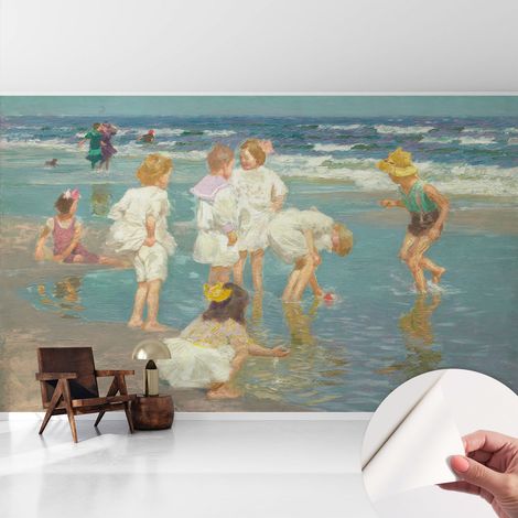 Tapete Selbstklebend - abwaschbar - Tapete mit Motiv - trendige Wanddeko - elegant Fototapete Kindheit am Strand 416x254 cm (1/5)