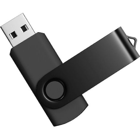 Clé USB 64 Go USB 2.0 Uflatek, clé USB rotative noire en métal (1/5)