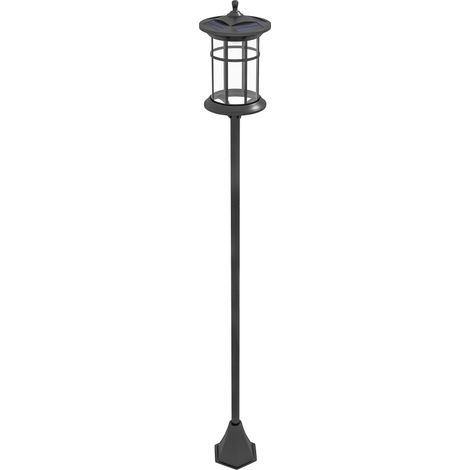 Lampione Solare da Giardino con Luce LED Bianco Freddo e IP44 H184 cm in Acciaio Inox e ABS Nero (1/5)