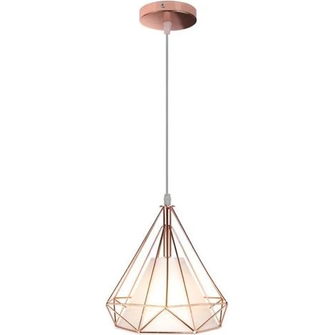 Yote Lustre Suspension en Diamant Cage Or Rose Lampe Suspension Industrielle en Fer Forge pour Salon Chambre (1/4)