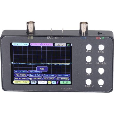 Digitales Oszilloskop mit 2 Kanälen, 3,2-Zoll-LCD-Display, 50 MHz Abtastrate pro Kanal, 10 MSa/s analoger Bandbreite, 20 KB Speicher, 5 V (1/5)