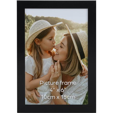 Cadre Photo 10x15 cm Noir, Cadre Classique Adapté pour Photos, Images et Souvenirs, Affichage Horizontal ou Vertical sur le Mur ou la Table (1/5)