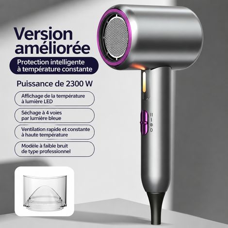 Sèche-cheveux pliable 2300W U9 gris avec embout concentrateur 220V u9 2300w gris 500 g – Livraison gratuite