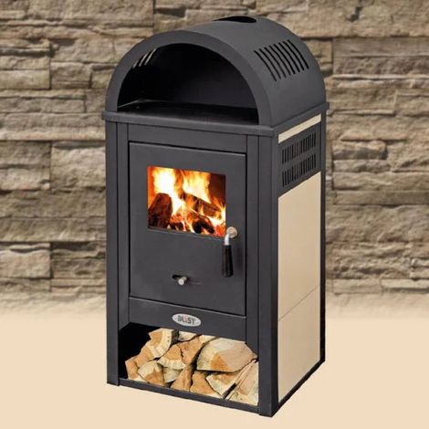 Stufa a Legna VIENNA Beige – 10 kW – Acciaio e Ghisa – Classe A – Riscaldamento fino a 220 m³