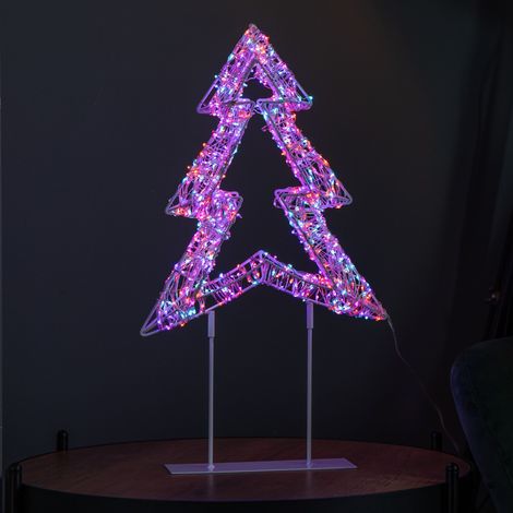 45cm Light up White Christmas Tree on Metal Stand with Twinkling Rainbow LEDs (1/5)