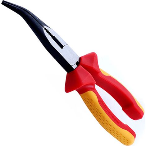 Pince à bec fin courbé 8 pouces isolée 1000V résistante haute tension multifonction pour électricien et mécanicien (1/5)