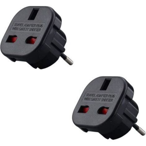 Lot de X2 - Adaptateur Prise Anglaise vers France - Adaptateur Anglais Français - Type G vers Type C - Compact et Léger - Protège des Surtensions (1/4)