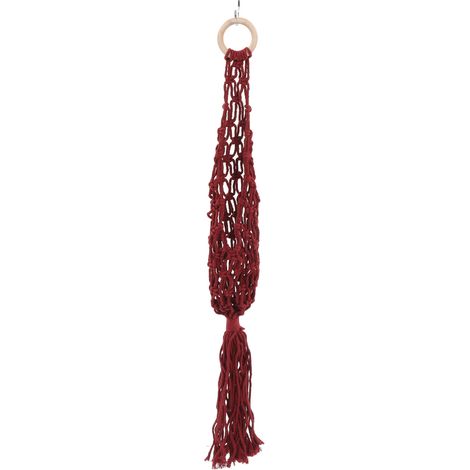 Hamac à fruits suspendu, fixation murale, fait main, panier de rangement portable en corde pour la cuisine, rouge vin (1/5)