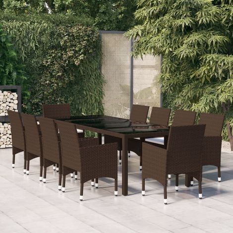 Garden Dining Set Brown Poly rattan Large Stackable vidaXL (1/5)