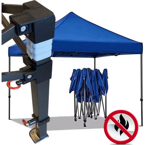 Gazebo 3x3m blu certificato IGNIFUGO SENZA laterali pieghevole portatile estendibile richiudibile estensibile acciaio per fiere eventi stand chiosco tenda tendone mercato mercatino (1/5)