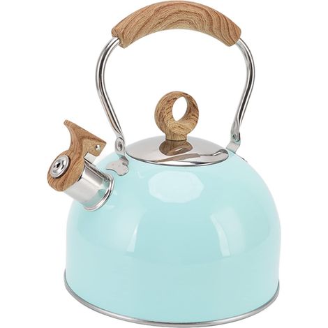 Bouilloire à thé sifflante de 2,5 litres, théière en acier inoxydable pour bouilloire à thé sifflante, théière portable avec poignée isolée pour le ménage (1/5)