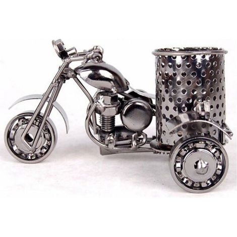 Porte-Stylo - Moto En Métal - Bureau - 16 x 10 x 11 cm - Noir - 1 Pièce (1/4)