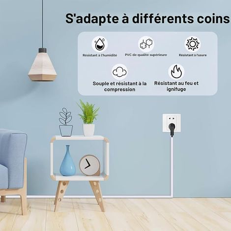 Self-Adhesive Cable Duct, PVC Electric Cable Cover, White Wall TV Cable Cover, Flexible Electric Wire Cover, Cable Trunks, Floor Cable Pass for Cable Protection (1/4)