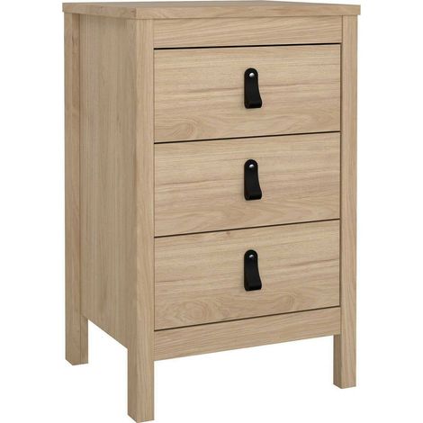 Dmora - Nachttisch Lombardia, Niedrige Kommode, Tisch, Multifunktionaler Nachttisch, 44x38 h70 cm, Eiche (1/5)