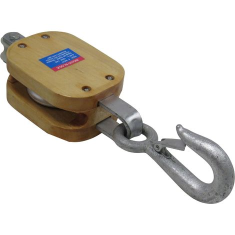 3.5 Ton 12" Single Wood Block With Swivel Hook - 38MM Wire Rope Wooden (1/5)