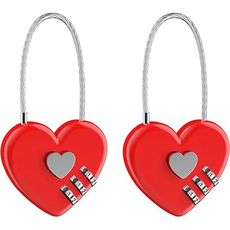 Cadenas en forme de cœur avec fil métallique, mini cadenas à combinaison à 3 chiffres, en métal (1/5)