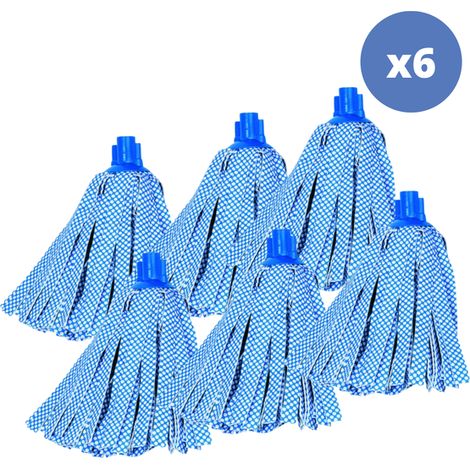 Juego de 6 flecos de recambio de viscosa azul - Incluye adaptador de punta hexagonal MSV