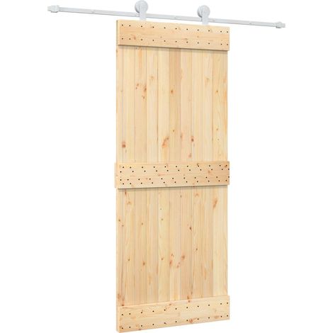 Sliding Door Natural and White 85 x 210 cm Solid Pine Wood vidaXL (1/5)